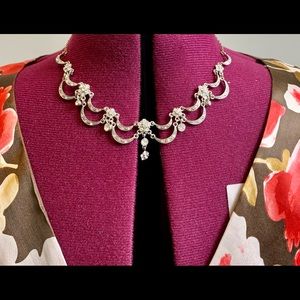 Nancy and Rice vintage rhinestone necklace marked NR length 18”